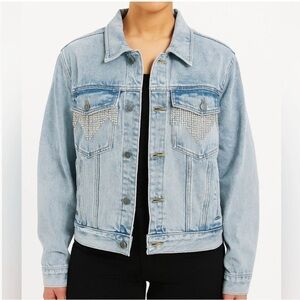 NWT Saltwater LUXE Light Blue Jean Jacket with Silver Accents